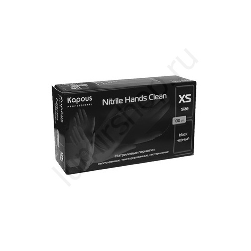 Перчатки нитриловые Kapous Nitrile Hands Clean разм. XS (черные) 50 пар/упк Перчатки нитриловые Kapous Nitrile Hands Clean разм. XS (черные) 50 пар/упк